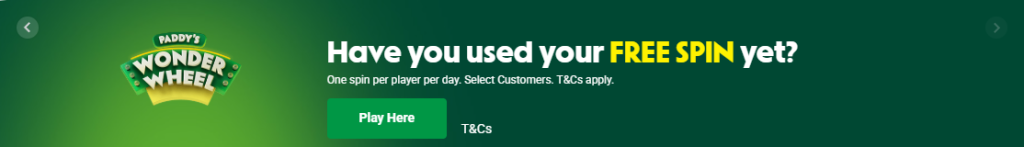 Free spin paddypower